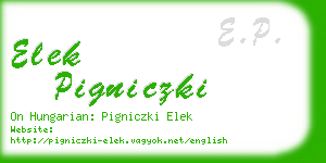 elek pigniczki business card
